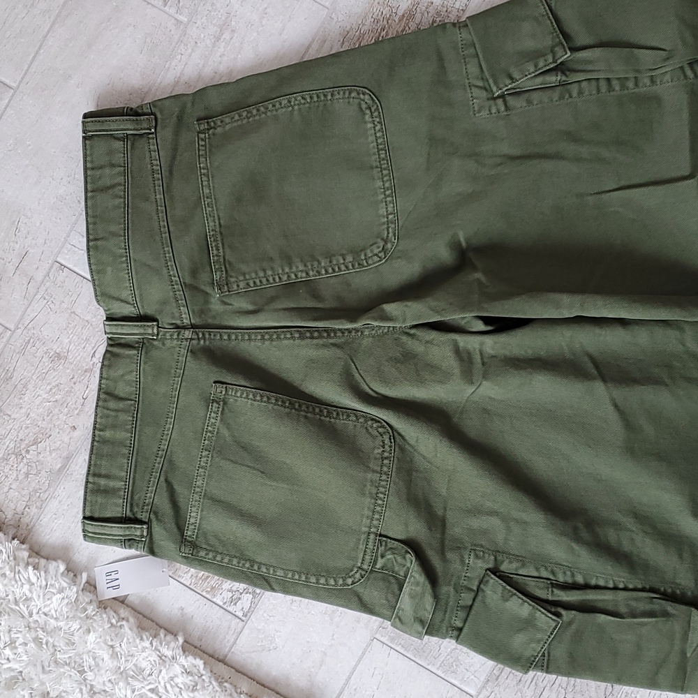 GAP Women's Size 4 Olive Green Baggy Cargo Pants 100% Cotton - Picture 11 of 13